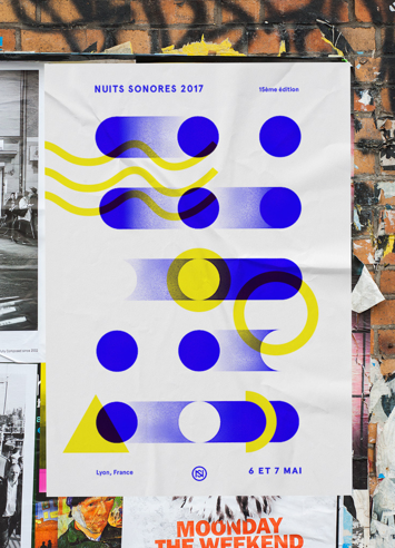 Affiche des nuits sonores sur un mur de brique