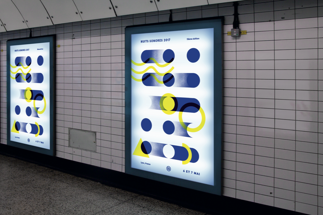 2 affiches les nuits sonores sur écran lumineux dans le métro