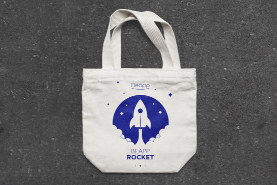 sac en coton avec illustration fusée
