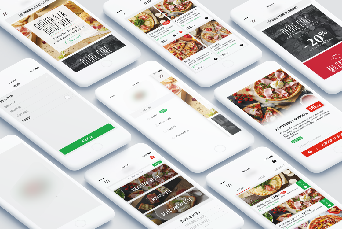 screen application pour une pizzeria